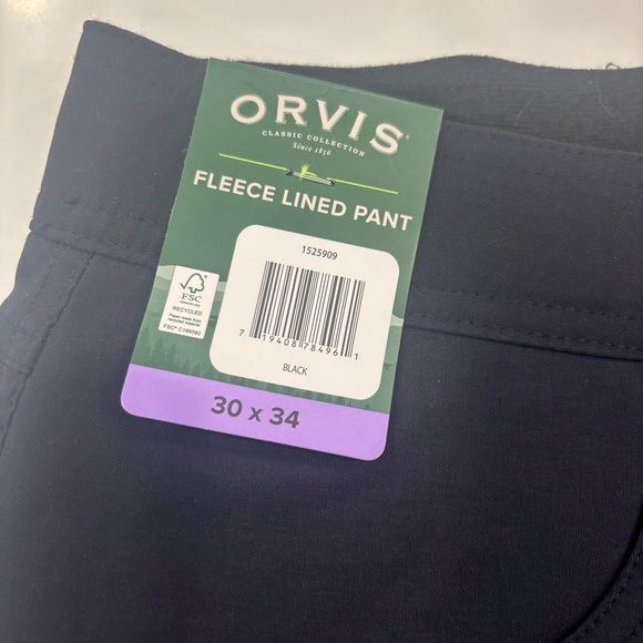 NWT Men Orvis Fleece Lined Pants - Picture 2 of 7